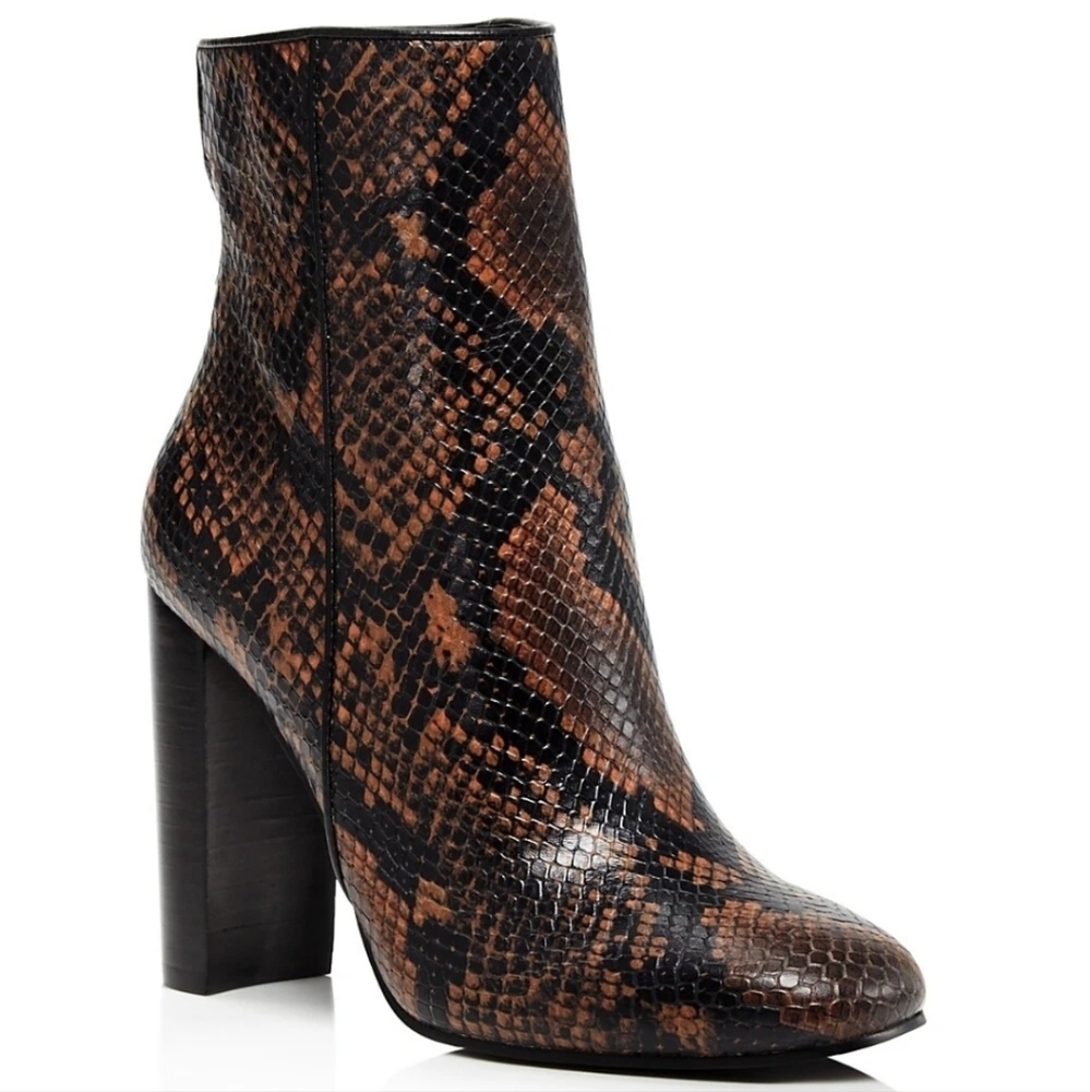 AQUA Soren Leather Block Heel Booties Brown/Blk  Size 8 (1 Broken Zipper)